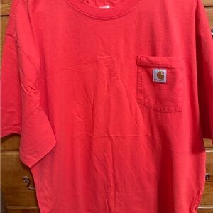 2 Pack- Carhartt Men’s Short-Sleeve Pocket T-Shirt in Red and Blue.